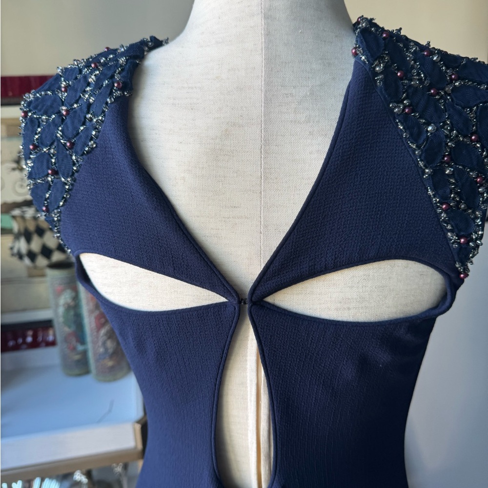 Badgley Mischka Navy Maxi Dress - Picture 8 of 11
